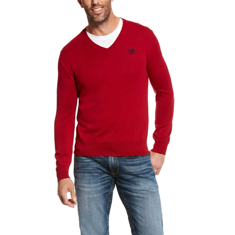 Ariat Western: Crew Neck Sueter Hombre - Rojas (CULZA3764)